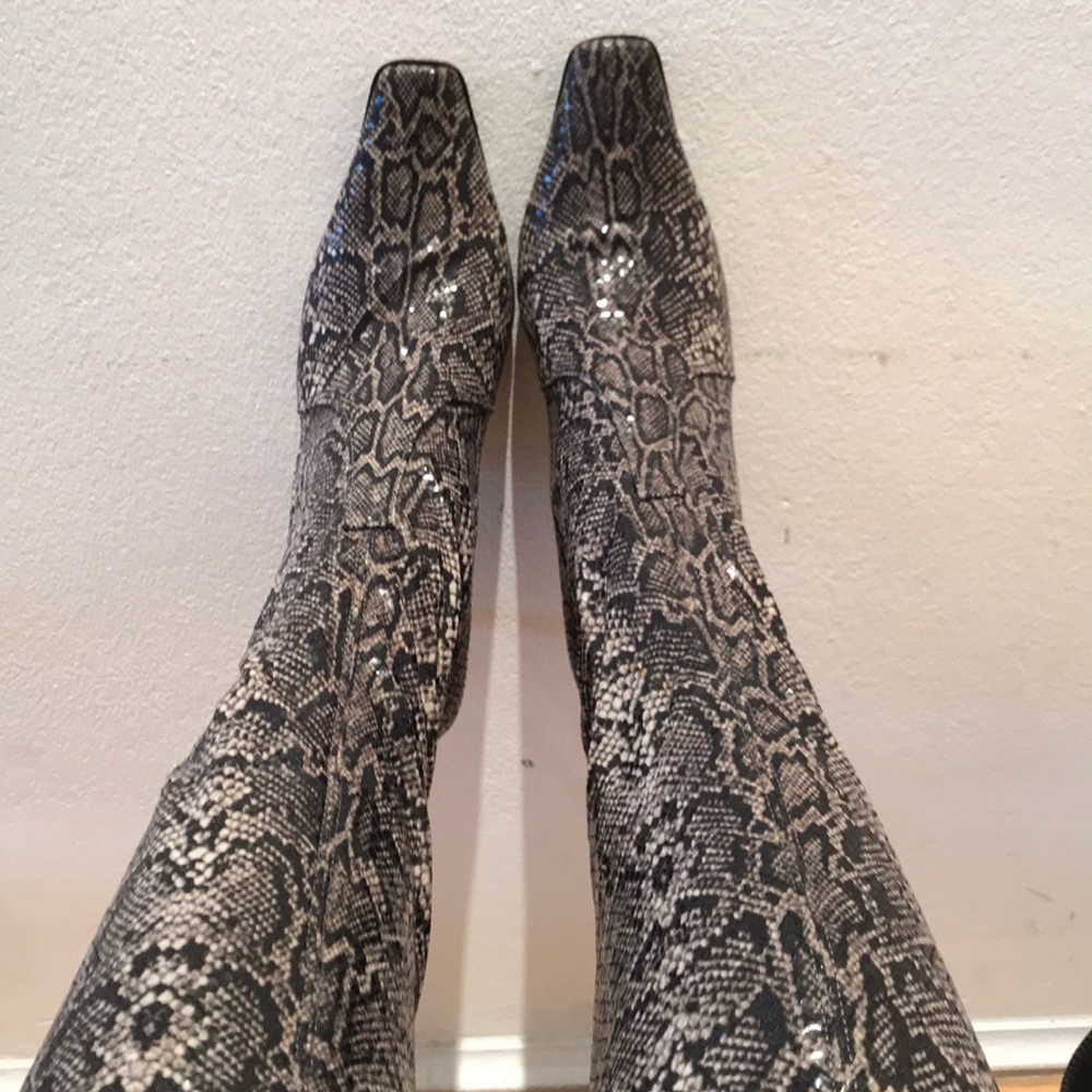 Snake faux stocking boot stilletto